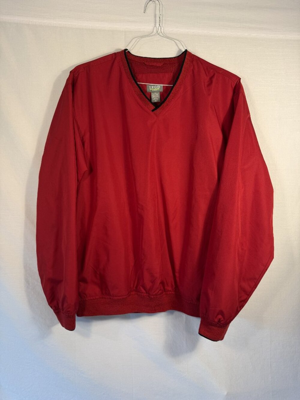 IZOD Golf Men's V-Neck Windshirt Pullover Jacket Red Large L